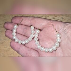 Faux Pearl Hoop Earrings